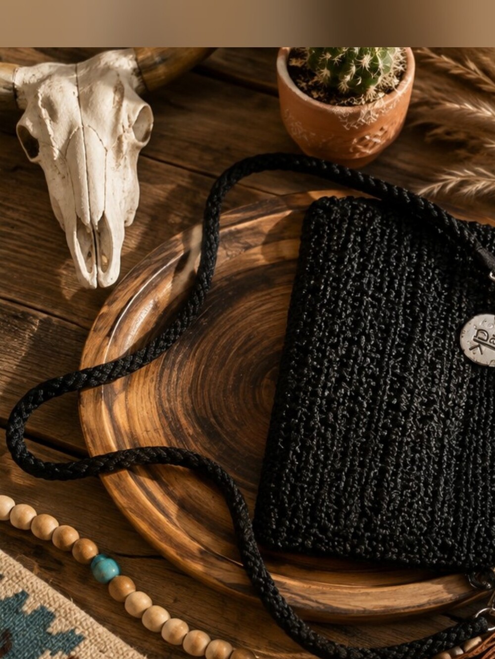 The Sak Black Woven Phone Crossbody Case